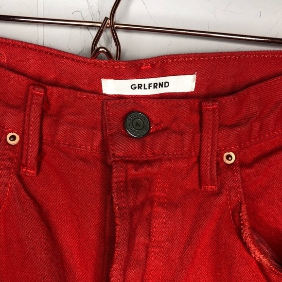 NWT GRLFRD Denim The Linda Pop Crop Jean Red - Picture 2 of 6